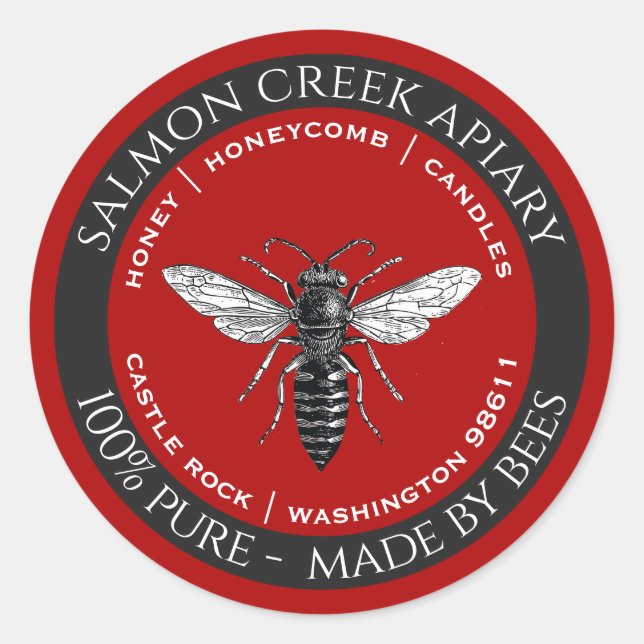 Logo von Bienen Queen Bee Honey Apiary Products Runder Aufkleber (Vorderseite)