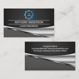 Logo von Blue Gear Wrench Metallischer Hintergru Visitenkarte