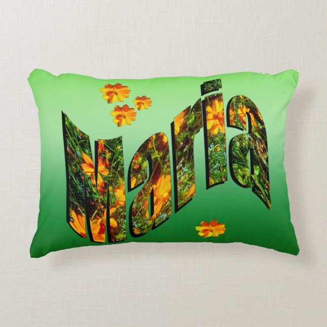 Logo von Maria mit Blume, Dekokissen (Vorderseite)