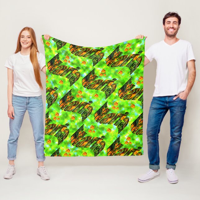 Logo von Maria mit Orange Daisis, Fleecedecke (Beispiel)