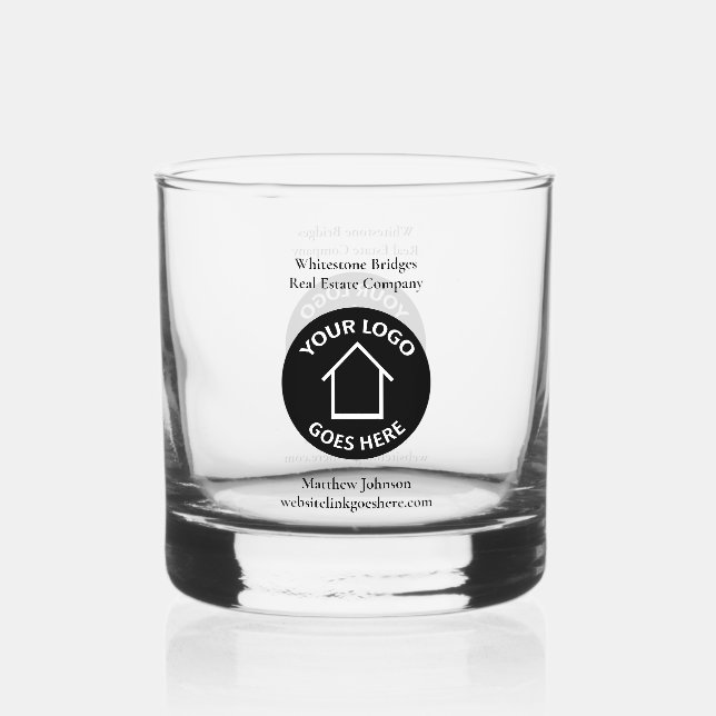 Logo von Real Anwesen Company, benutzerdefinierbar Whiskyglas (Vorderseite)