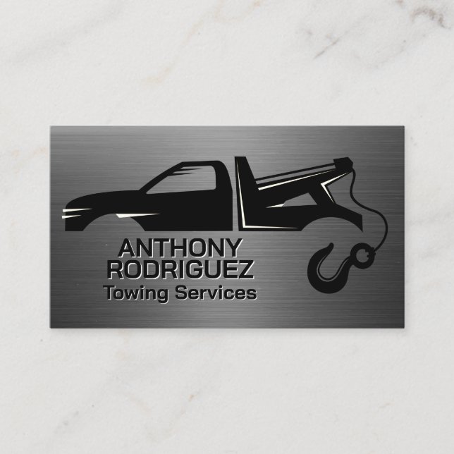 Logo von Tow Trucking | Metallic Brushed Visitenkarte (Vorderseite)