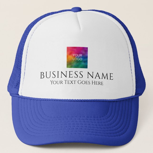Logo von White and Royal Blue Upload Business Comp Truckerkappe (Vorderseite)