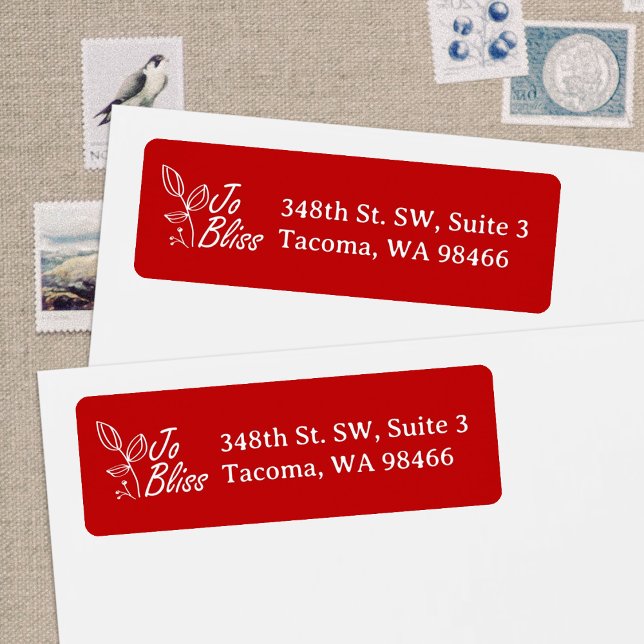 Logo von White Company, Holiday Red Rücksendeadres (Red, white logo return address labels for business Christmas holiday greeting cards)