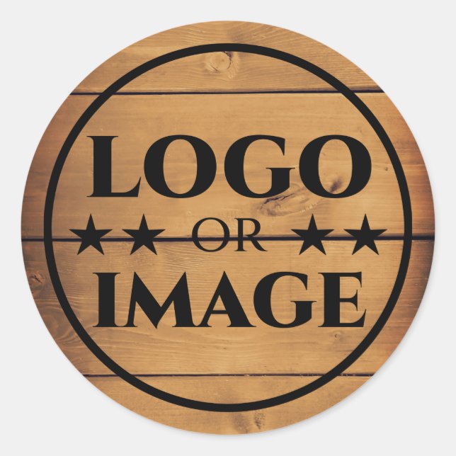 Logo-Vorlage für braune Holzkörbe-Holzplatten Runder Aufkleber (Vorderseite)