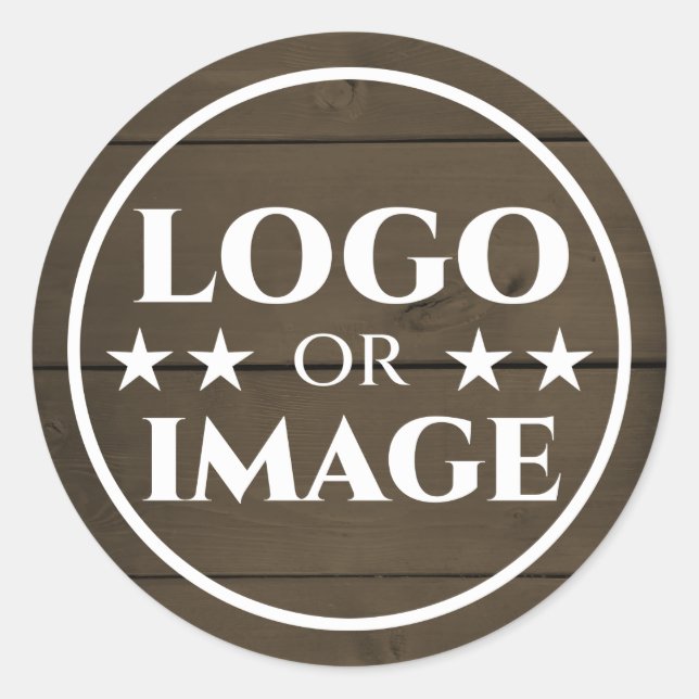Logo-Vorlage für dunkle Holzkörbe-Holzplatten Runder Aufkleber (Vorderseite)