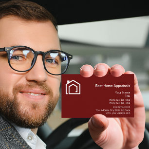 Logo-Vorlage für Immobilienbewerter in roten Visit Visitenkarte