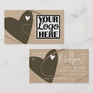 Logo-Vorlage Kraftpapier Braun Liebe Herz Handwerk Visitenkarte