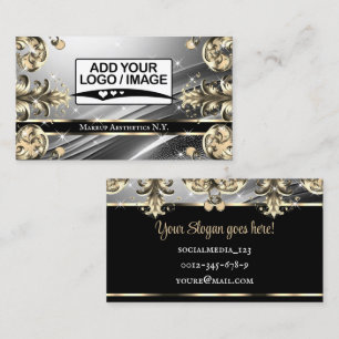 Logo-Vorlage Luxus Chic Deluxe Silber und Golden Visitenkarte