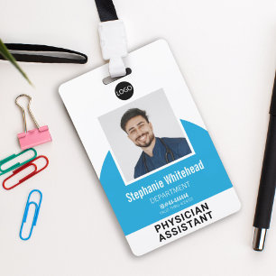 Logo-Vorlage Mitarbeiterfoto Name ID Aquablau Ausweis