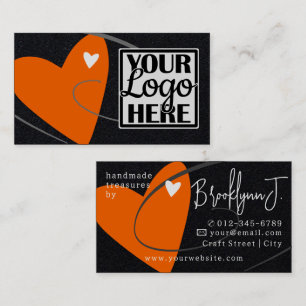 Logo-Vorlage Neon Orange Liebe Herz für Crafters Visitenkarte