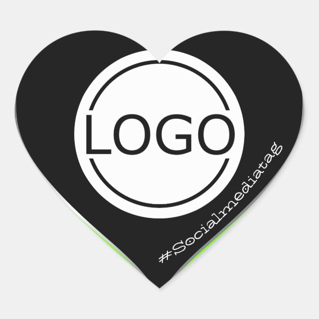 Logo-Vorlage Schwarzweiß-Grün individuelle Verpack Herz-Aufkleber (Vorderseite)