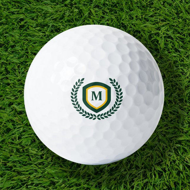 Logo-Wappen für Green und Gold Monogram Golfball (Von Creator hochgeladen)