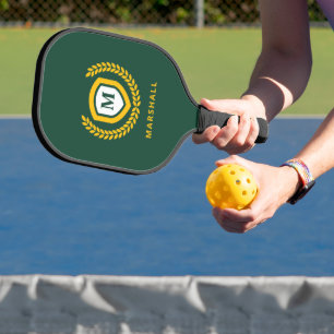 Logo-Wappen für Green und Gold Monogram Pickleball Schläger