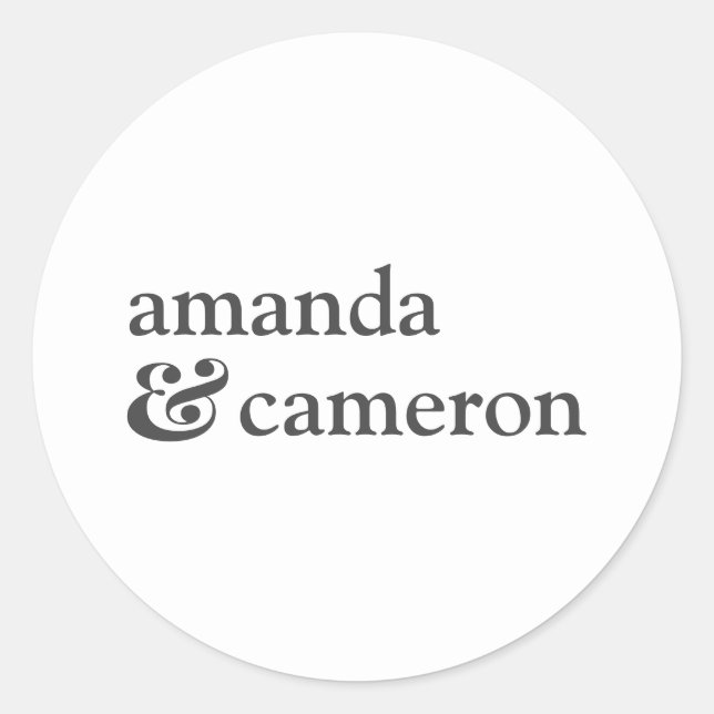 Logo "Weiße einfache Braut- und Markenname" Runder Aufkleber (Vorderseite)