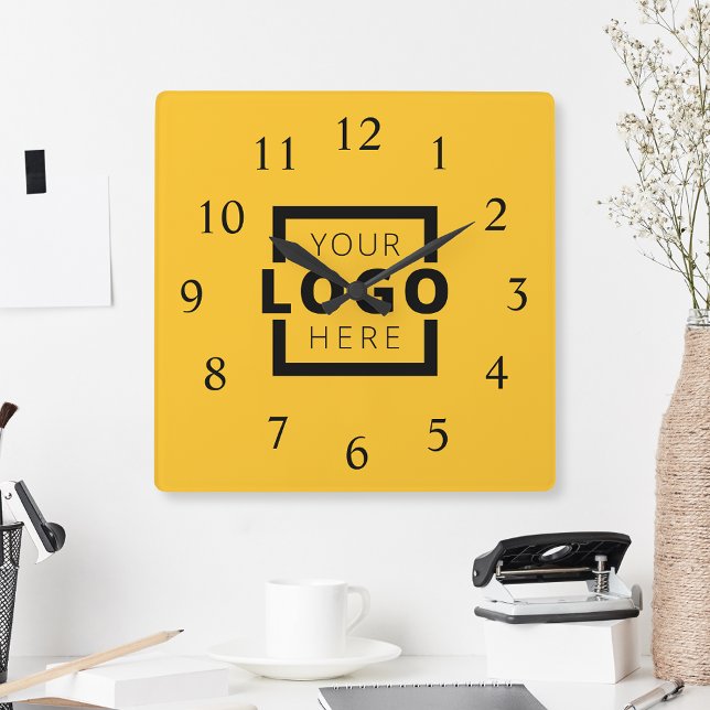 Logo-Werbemarke für kundenspezifische Unternehmen Quadratische Wanduhr (Von Creator hochgeladen)