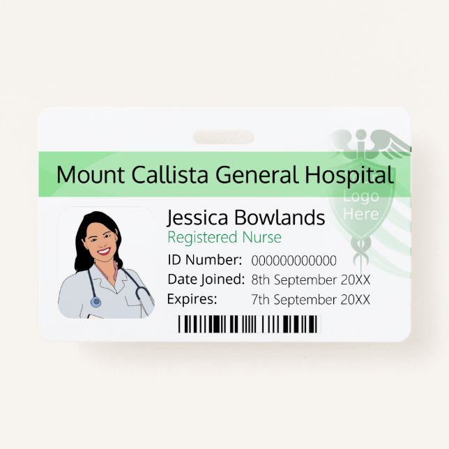 Logo "White and Green Registered Nurse Hospital" Ausweis (Vorderseite)