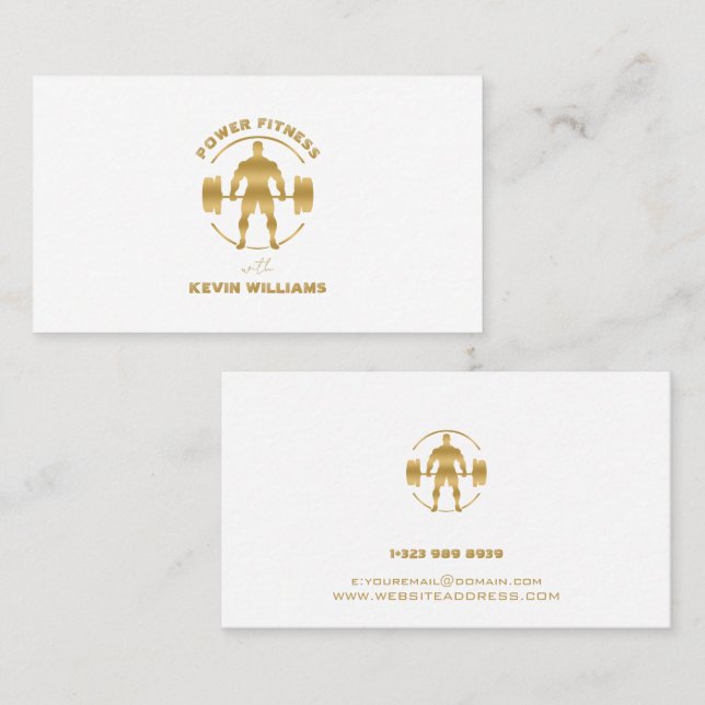 Logo "White Gold Power Fitness" Visitenkarte (Vorne/Hinten)