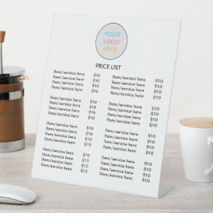 Logo White Modern Price List Pedestzeichen Sockelschild