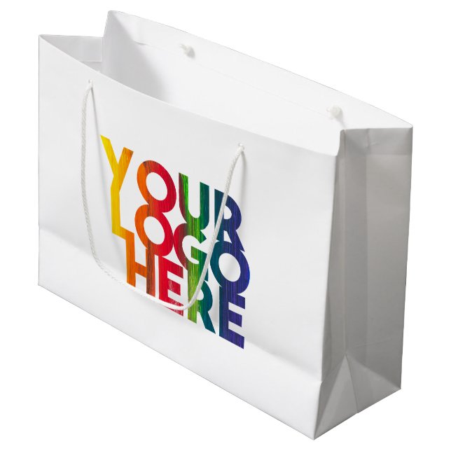 Logo "White Simple Business" Große Geschenktüte (Vorderseite Schrägansicht)