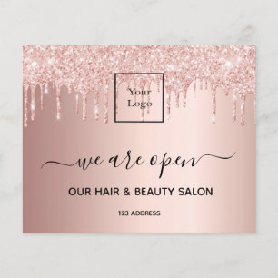 Logo Wiedereröffnung Haar Schönheitssalon Rose Gol Flyer
