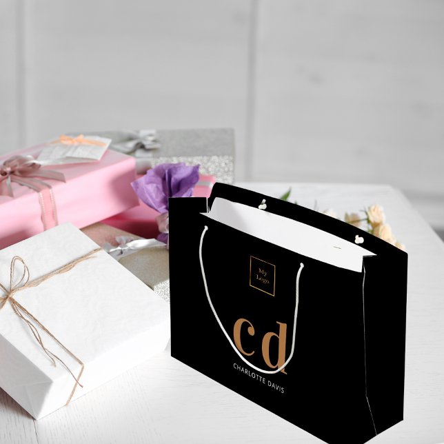 Logoeinträge in schwarzem Gold Große Geschenktüte (Von Creator hochgeladen)