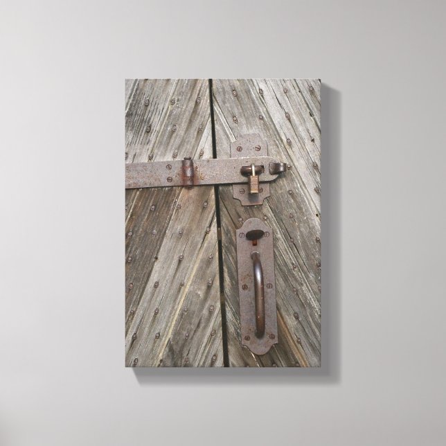 Logoierte Holztür-Leinwand Leinwanddruck (Vorderseite)
