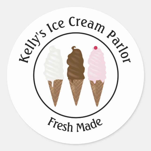 Logokombination für Eiscreme Runder Aufkleber (Vorderseite)