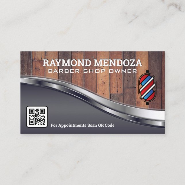 Logokombination | Holz Metallic | QR-Code Visitenkarte (Vorderseite)