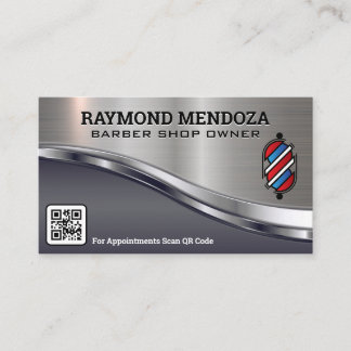Logokombination | QR-Code | Metallic Sleek Visitenkarte