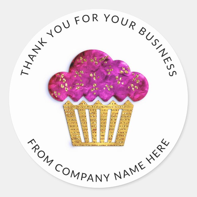 Logoname Web Vielen Dank Cake Smile Bakery Gold Runder Aufkleber (Vorderseite)