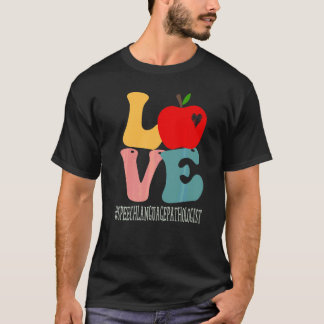 Logopäde Liebt Apfel Groovy Zurück T-Shirt