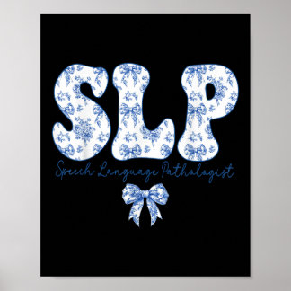 Logopädie Retro Slp Kokette Blau Poster