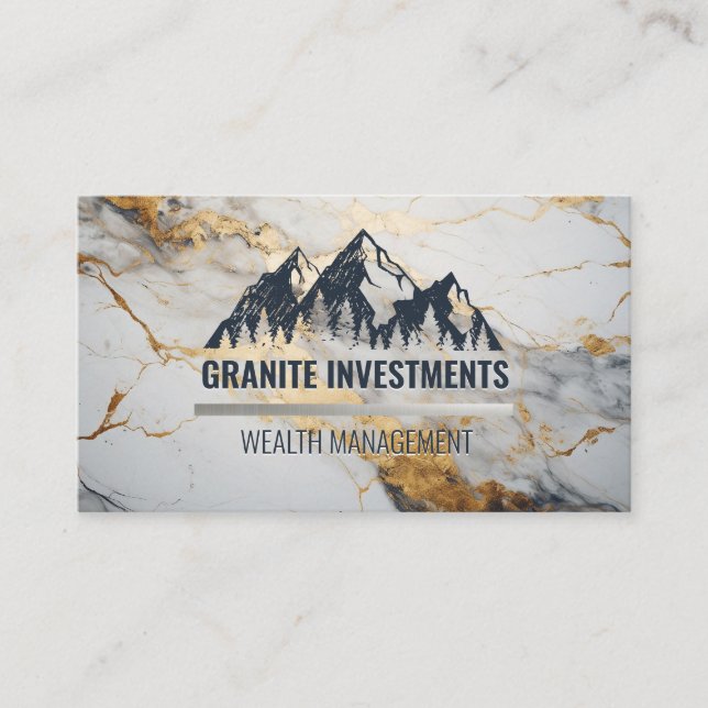 Logos für Berge und Wälder | Goldweißer Marmor Visitenkarte (Vorderseite)