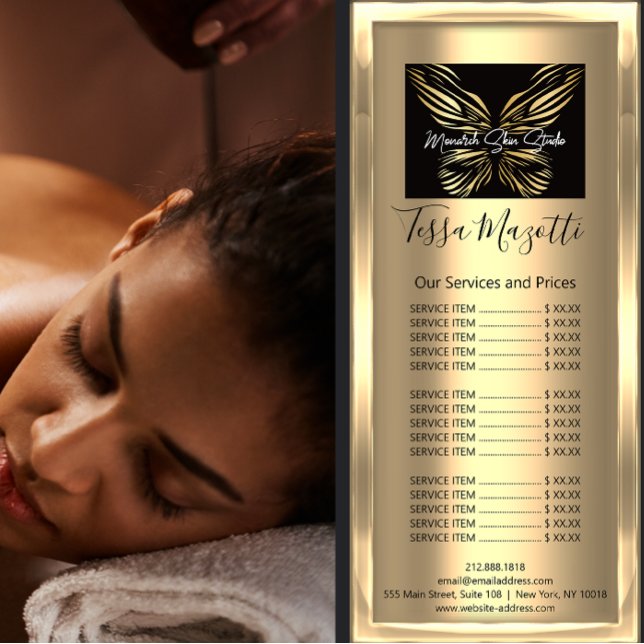 Logos für die Pflege von Monarch Hair Makeup Body  Werbekarte (Monarch Hair Makeup Body Skin Care Logo Luxury Rack Card)