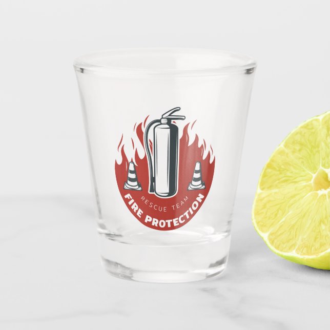 Logos für Rettungs- und Schutzzwecke der Feuerwehr Schnapsglas (Vorderseite)