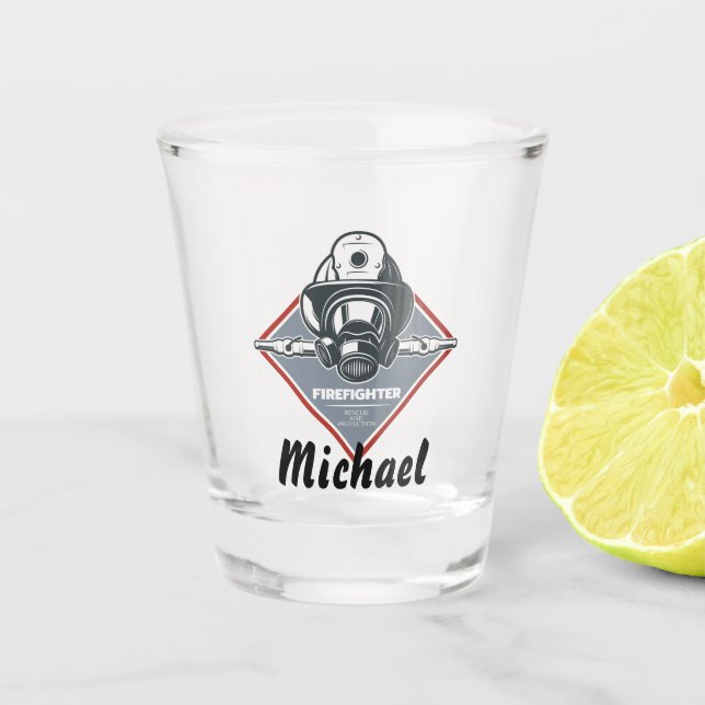 Logos für Rettungs- und Schutzzwecke der Feuerwehr Schnapsglas (Vorderseite)