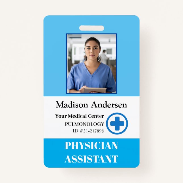 Logos und Foto für personalisierte Krankenhausmita Ausweis (Vorderseite)
