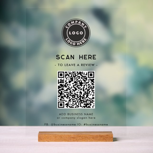 Logos und QR-Code Moderne Verlass eines Review Bus Acrylschild (Neutral)