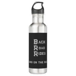 Logos und Slogan "Back Road Rides", graue Buchstab Edelstahlflasche