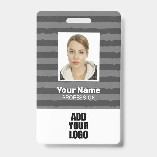 Logos und Strichcode für Mitarbeiter - graue Strei Ausweis