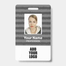 Logos und Strichcode für Mitarbeiter - graue Strei