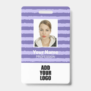 Logos und Strichcode für Mitarbeiter - Lila Streif Ausweis