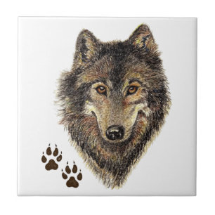 Logos und Tracks für Wasserfarben, Wolf, Canis Lup Fliese