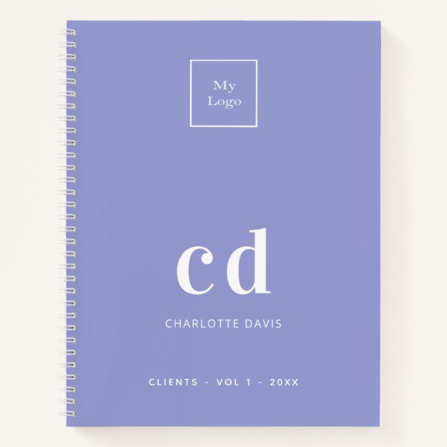 Logoviolett-Monogramm-Initialen Business elegant Notizbuch (Vorderseite)