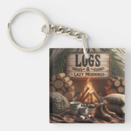 Logs & Lazy Mornings Keychain – Camping Adventure Schlüsselanhänger