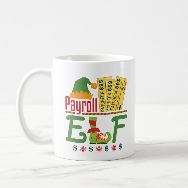 Lohnroll Elf Christmas Payroll Manager Kaffeetasse (Links)