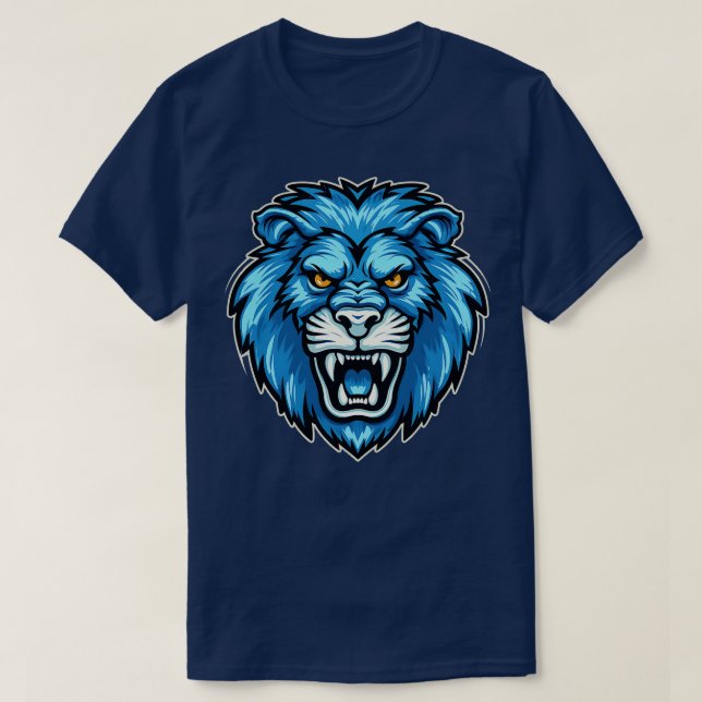 Loin-Gesicht in blauen Tones T-Shirt (Design vorne)