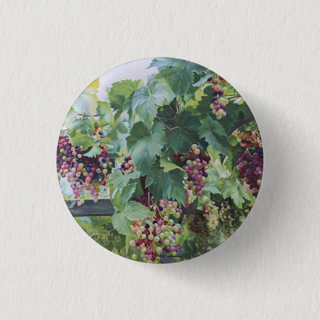 Loire-Tal-Weinberg – Französische Traubenmalerei Button (Vorderseite)