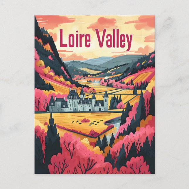 Loire Valley Frankreich Vintage Kunst Postkarte (Vorderseite)